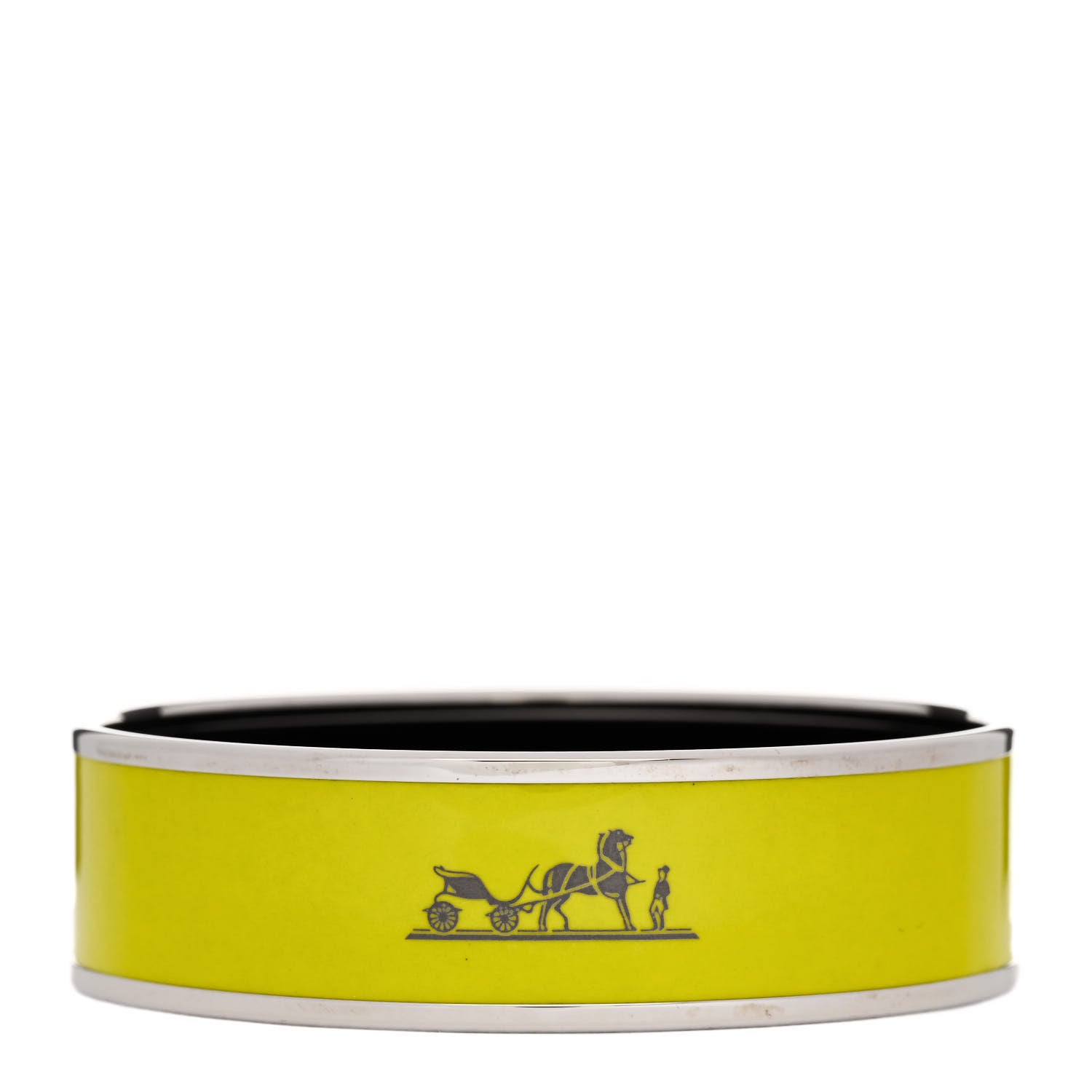 Hermes Enamel Wide Caleche Bracelet 70 Lime 1 of 6