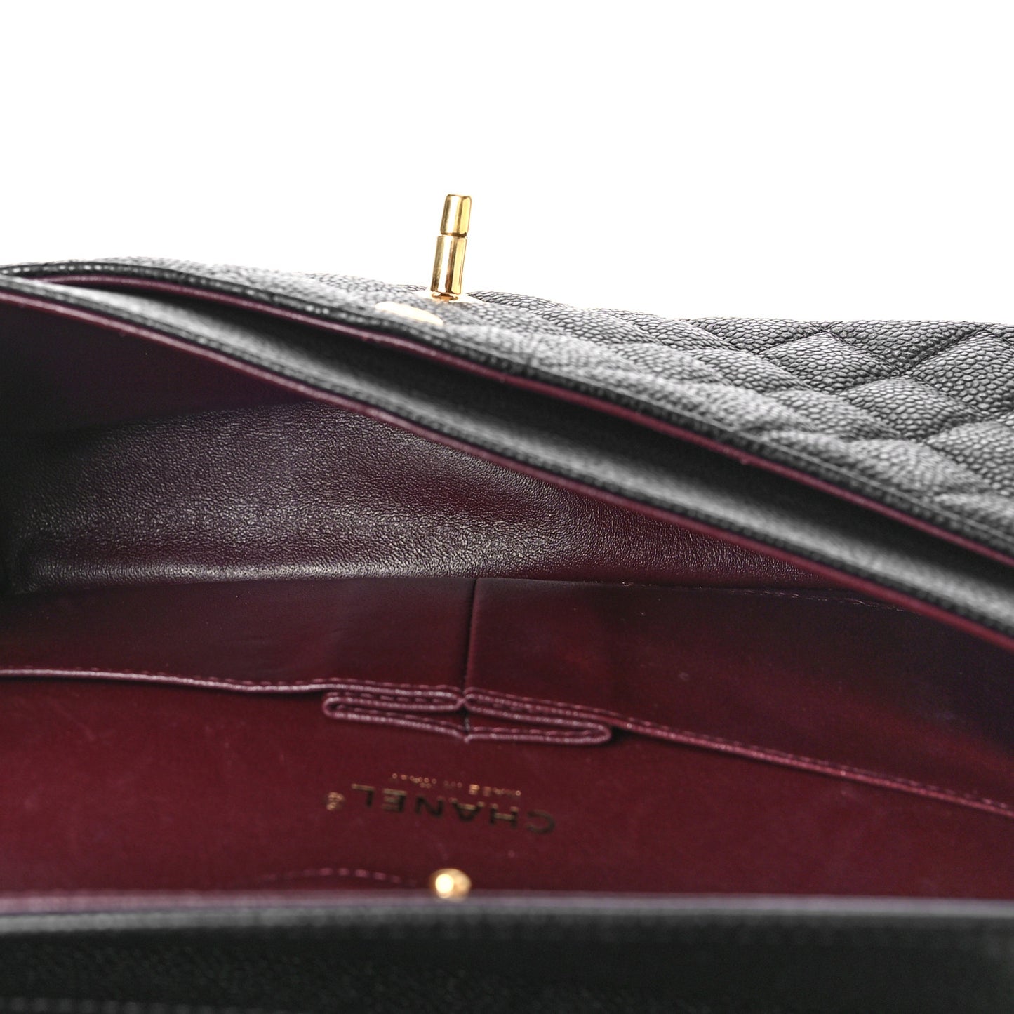 Caviar Quilted Medium Double Flap Black