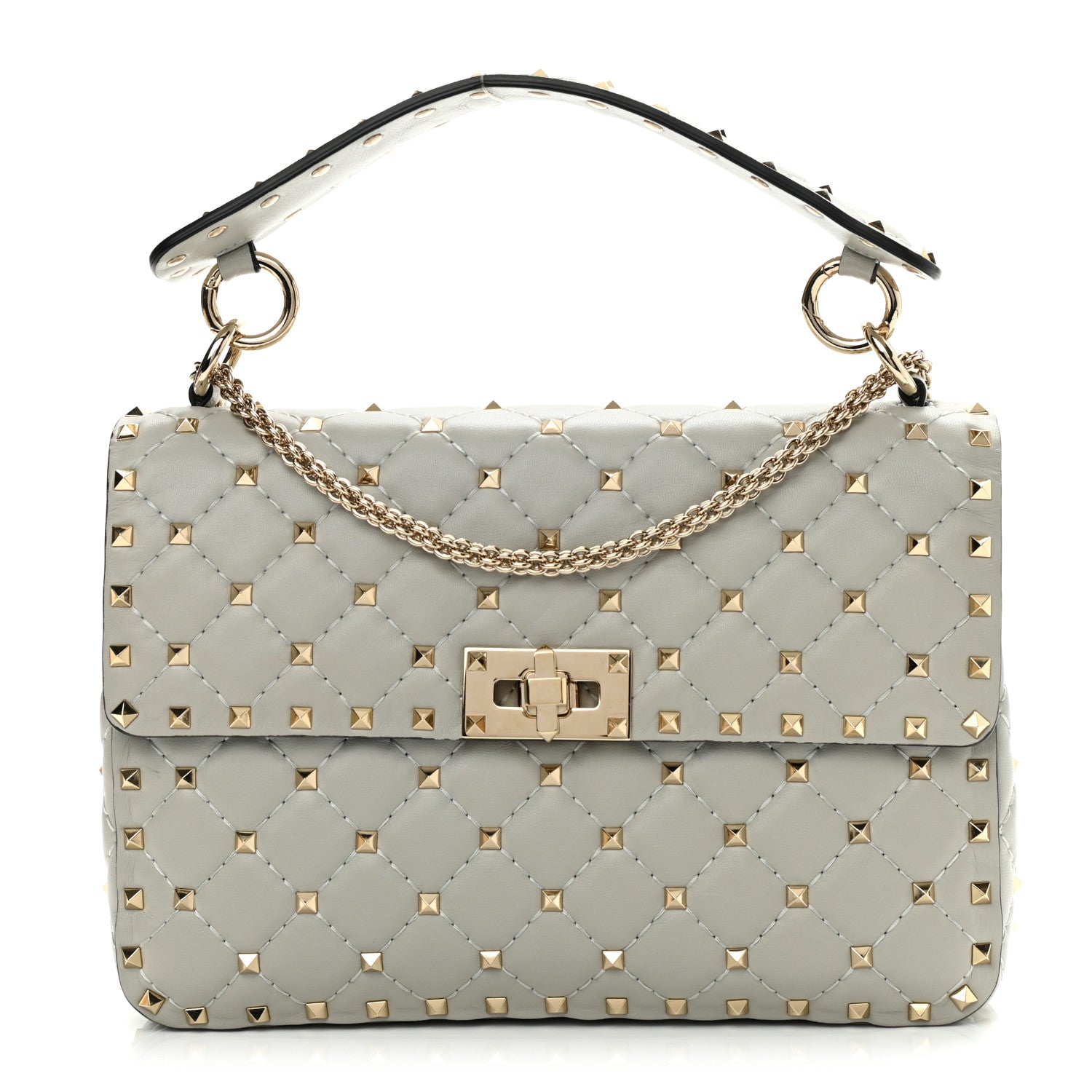 Valentino Garavani Nappa Medium Rockstud Spike Shoulder Bag Opal Grey 1 of 12