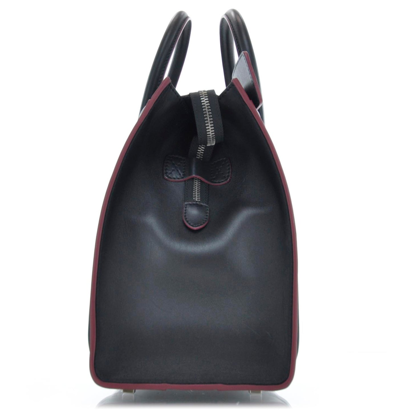 Smooth Calfskin Mini Luggage Black w Pink Trim