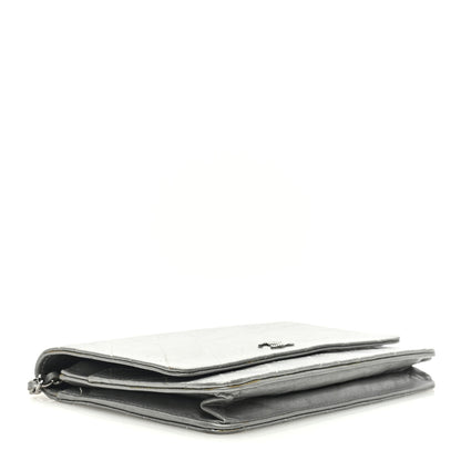 Chanel Metallic Aged Calfskin Quilted Wallet on Chain WOC Silver 4 of 9