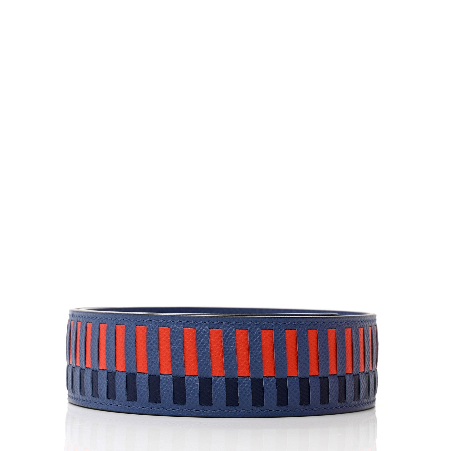 Hermes Epsom 40mm Tressage Shoulder Strap Bleu Brighton Capucine Bleu Saphir 2 of 6