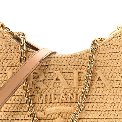 Prada Yarn Raffia Effect Crochet Mini Re-Edition 2000 Shoulder Bag Naturale 7 of 9