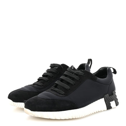 Hermes Chevre Velours Toile Bouncing Sneakers 38 Black 4 of 9