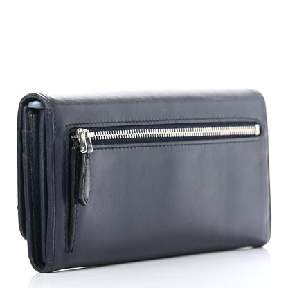 Prada Soft Calf Bi-Color Continental Flap Travel Wallet Baltico Astrale 3 of 7