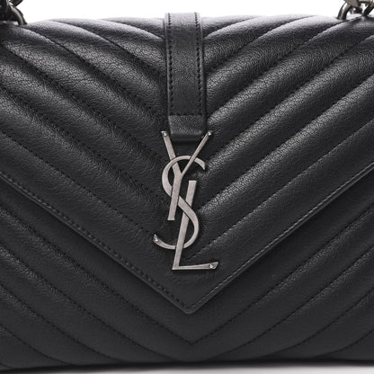 Saint Laurent Sheepskin Matelasse Chevron Monogram Medium College Bag Black 7 of 11