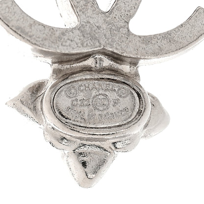 Chanel Crystal Pearl Flower CC Earrings Silver 3 of 5