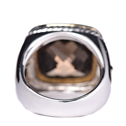 David Yurman Sterling Silver 18K Yellow Gold Diamond Smoky Quartz 14mm Albion Statement Ring 54 7 3 of 6