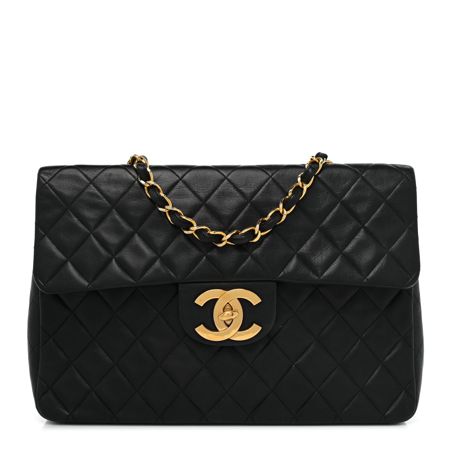 Chanel Lambskin Quilted XL Jumbo Single Flap Black 1 of 19