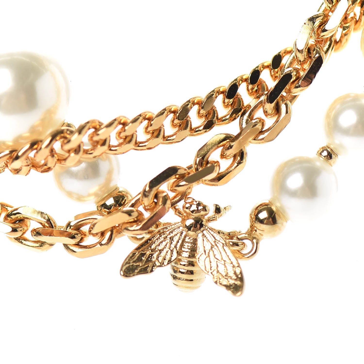 Christian Dior Pearl Charms Necklace Gold 4 of 6