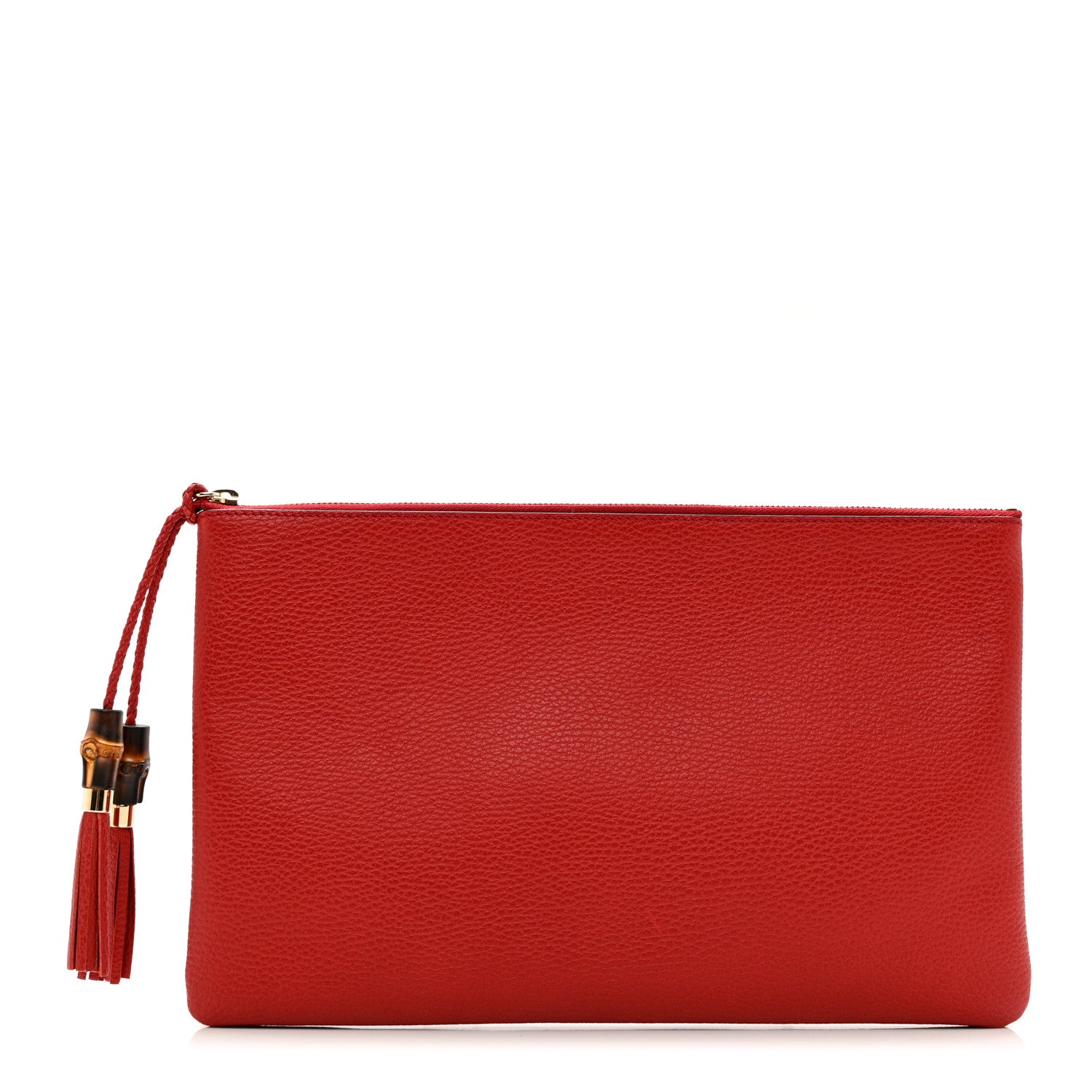 Gucci Calfskin Large Bamboo Clutch Red 1 of 8