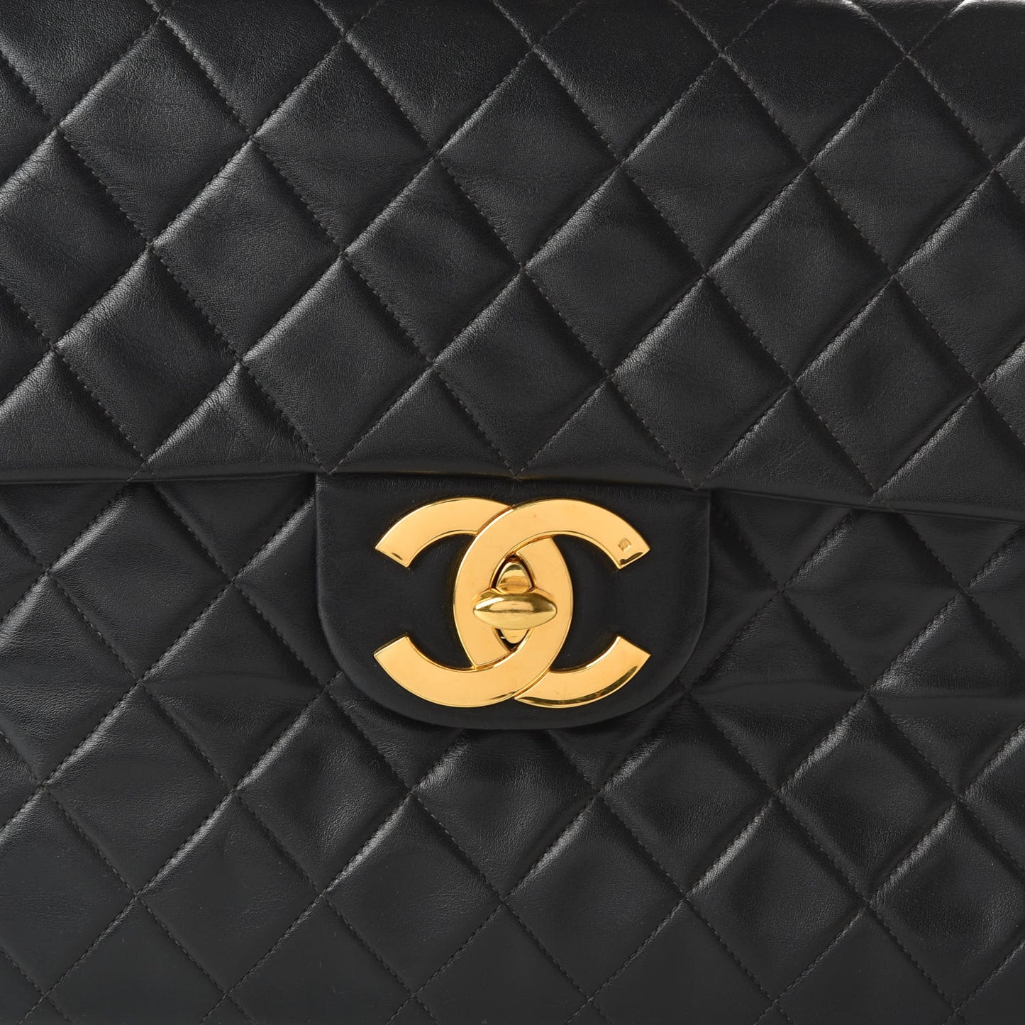 Lambskin Quilted XL Jumbo Single Flap Black
