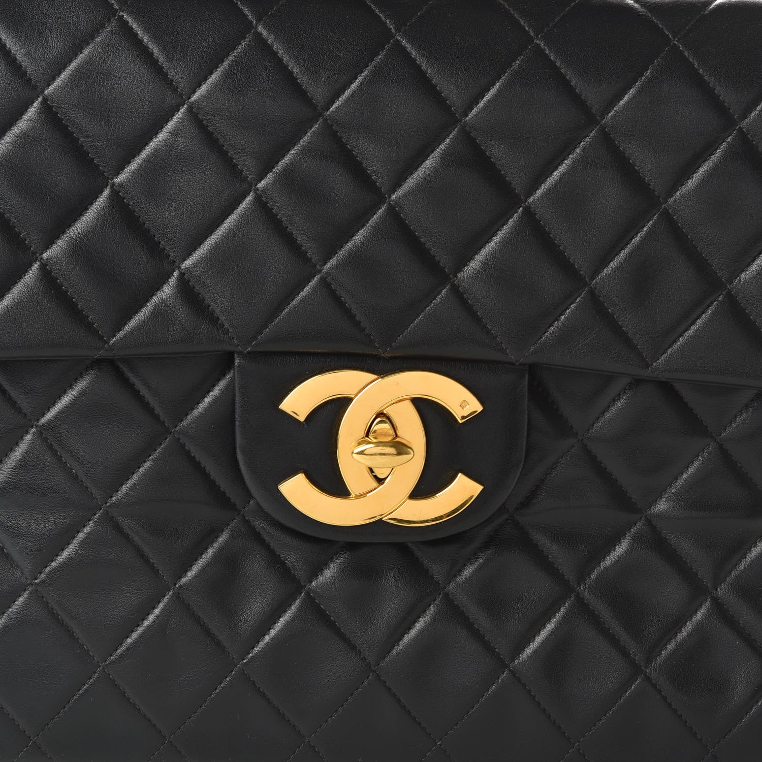 Chanel Lambskin Quilted XL Jumbo Single Flap Black 10 of 13
