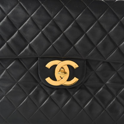 Chanel Lambskin Quilted XL Jumbo Single Flap Black 10 of 13