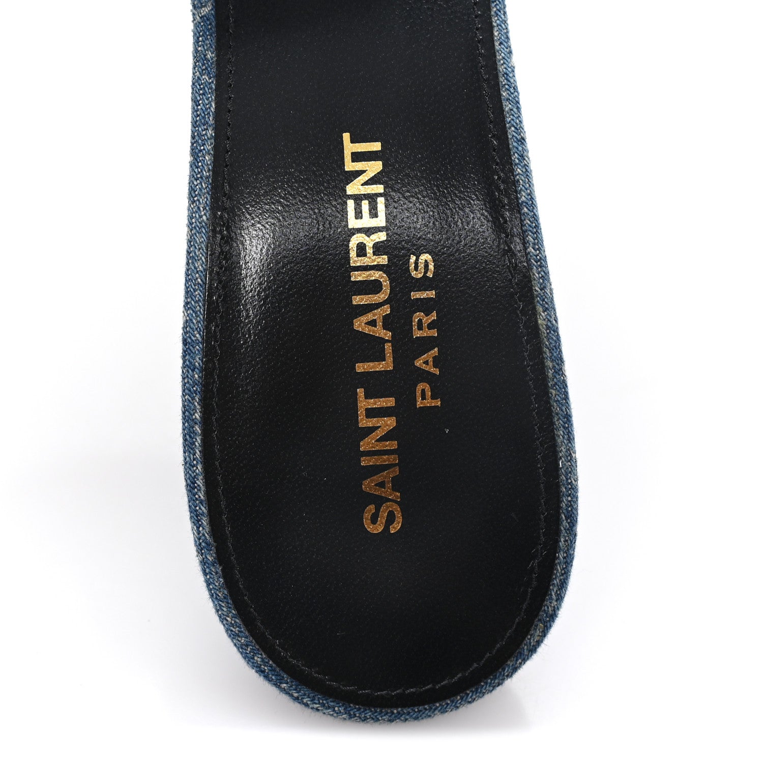 Saint Laurent Denim Monogram La 16 Mule Sandals 39 Blue Jeans 8 of 10
