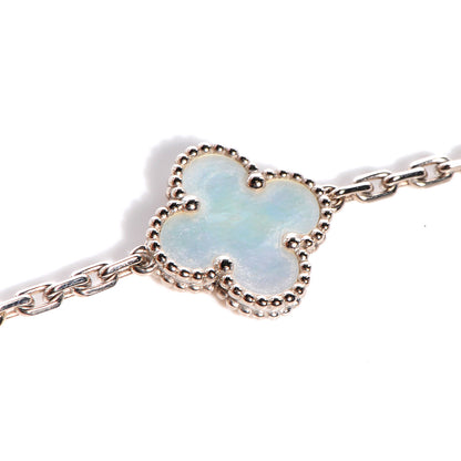 Van Cleef & Arpels 18K White Gold Mother of Pearl 10 Motifs Vintage Alhambra Necklace 4 of 7