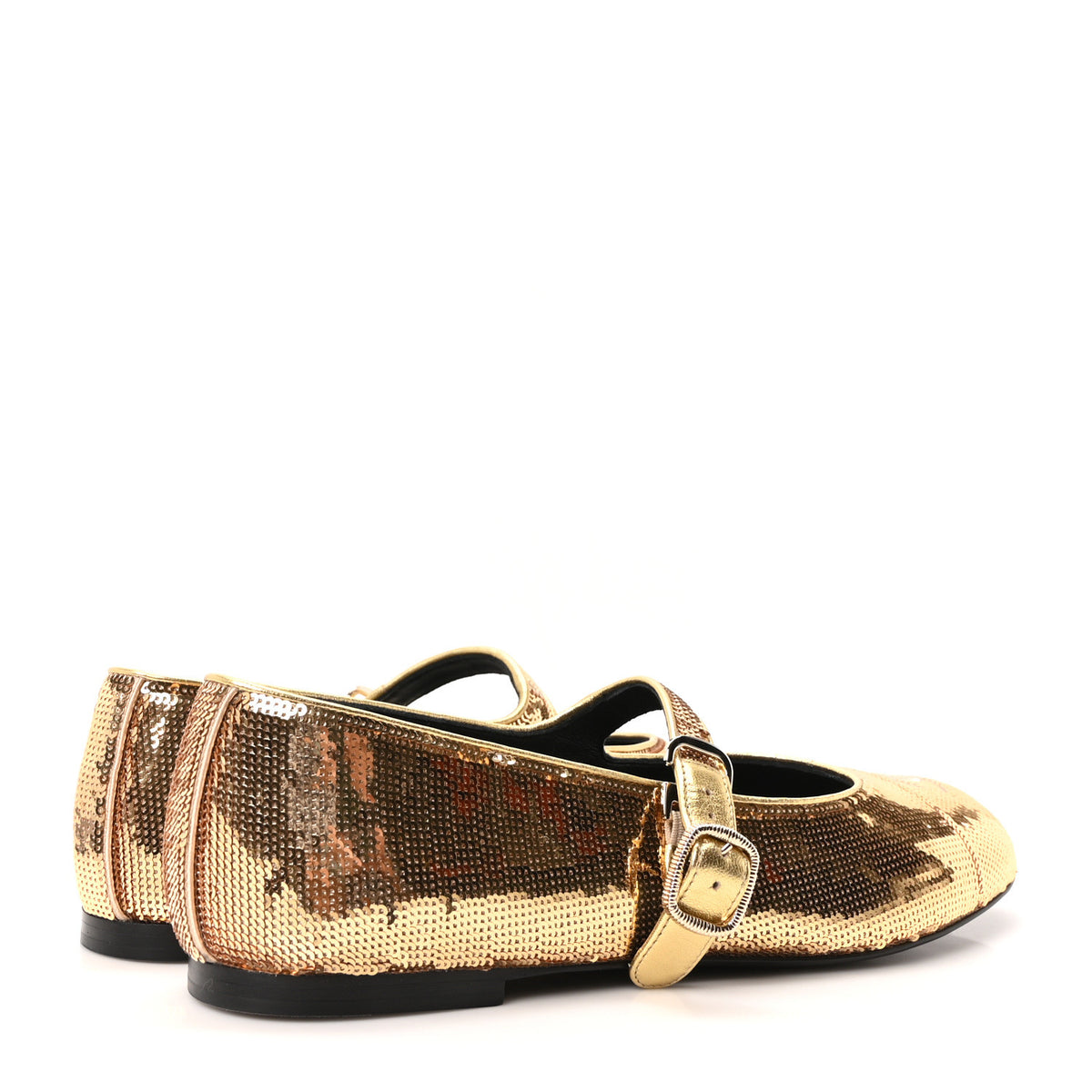 Sequin Mary Jane Flats 40 Golden