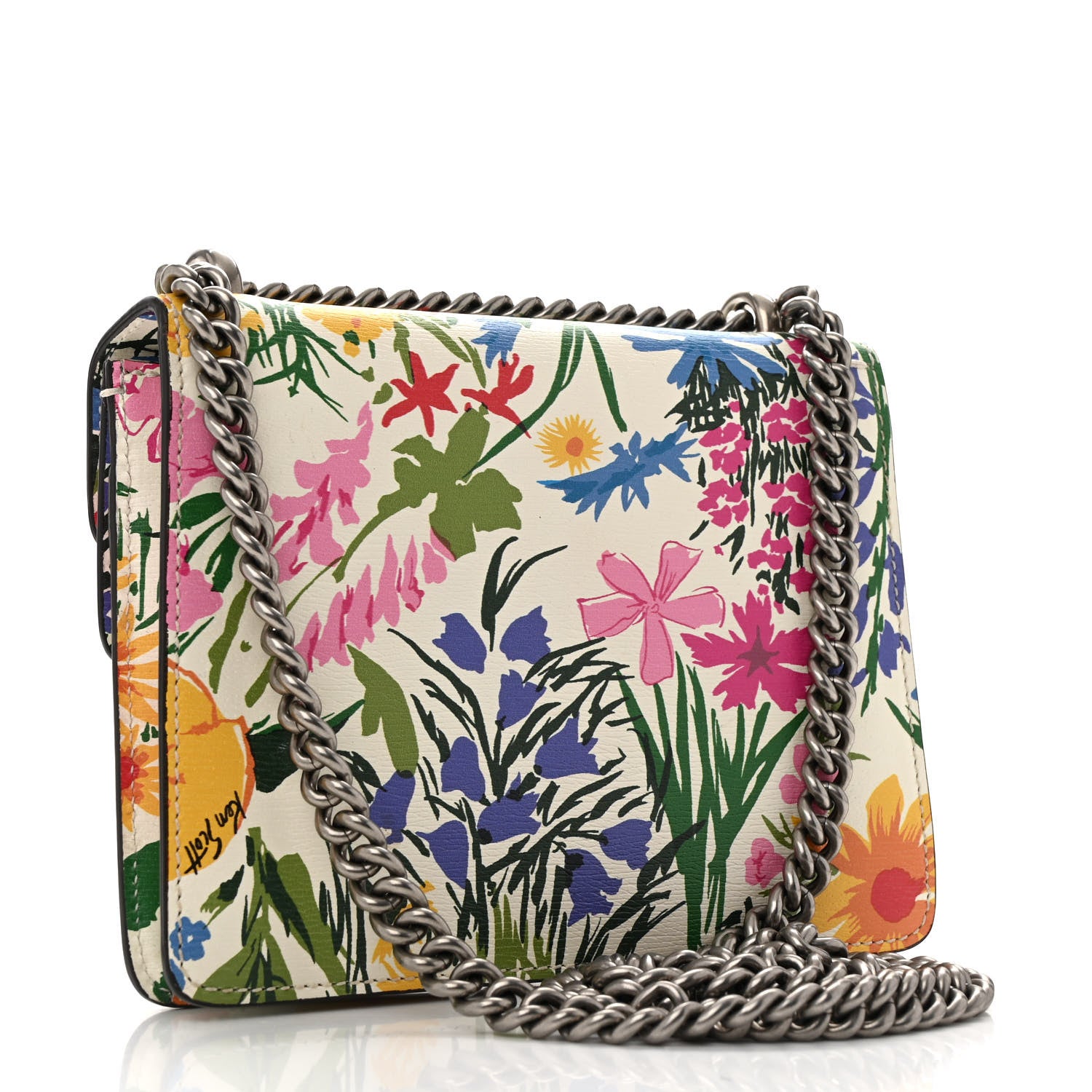 Gucci X KEN SCOTT Textured Calfskin Pomponica Print Mini Dionysus Shoulder Bag White Multicolor 3 of 11