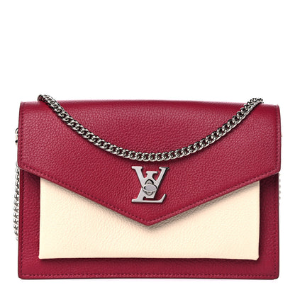 Louis Vuitton Calfskin My Lockme Chain Pochette Lie De Vin Etain Creme 1 of 14
