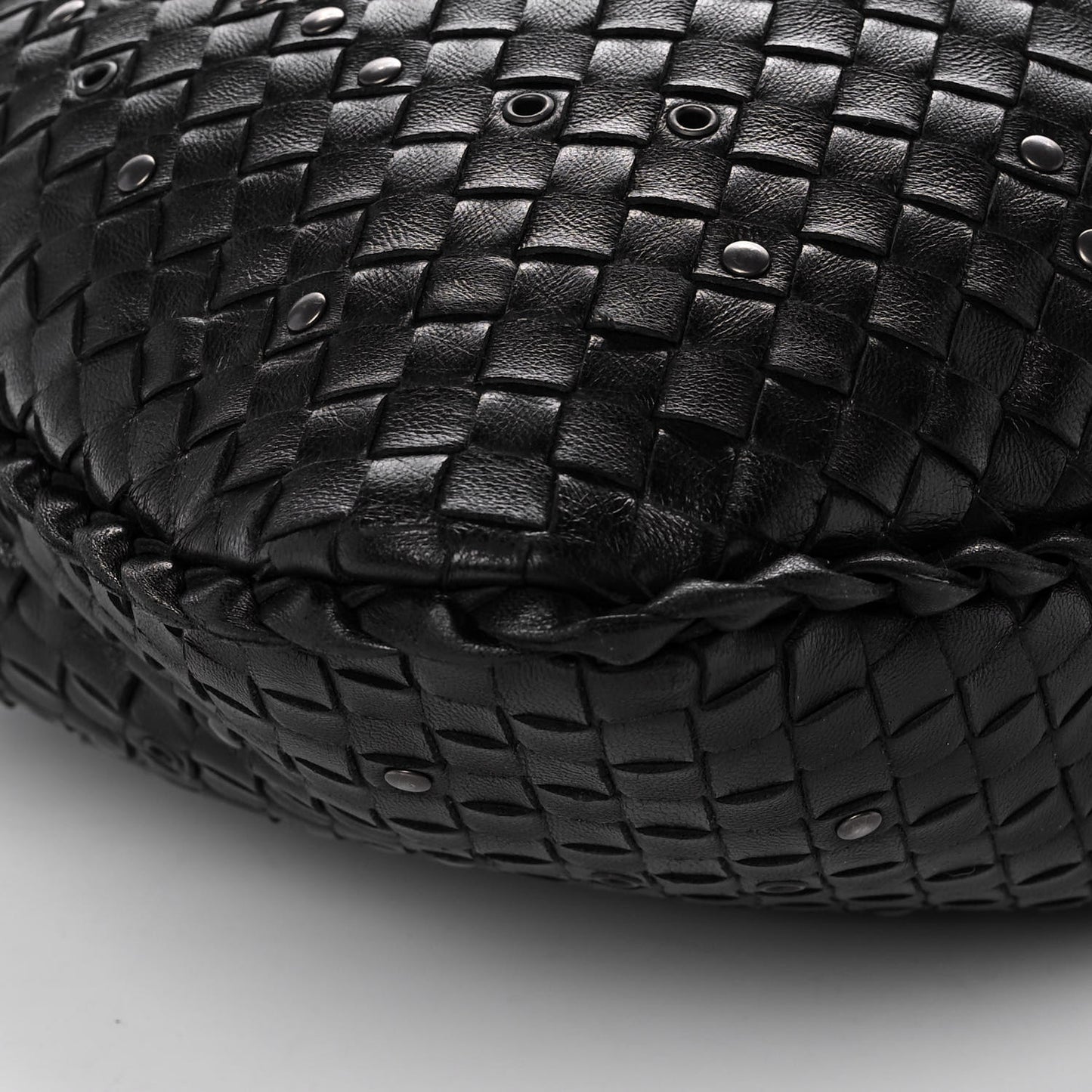 Nappa Intrecciato Studded Large Veneta Hobo Black