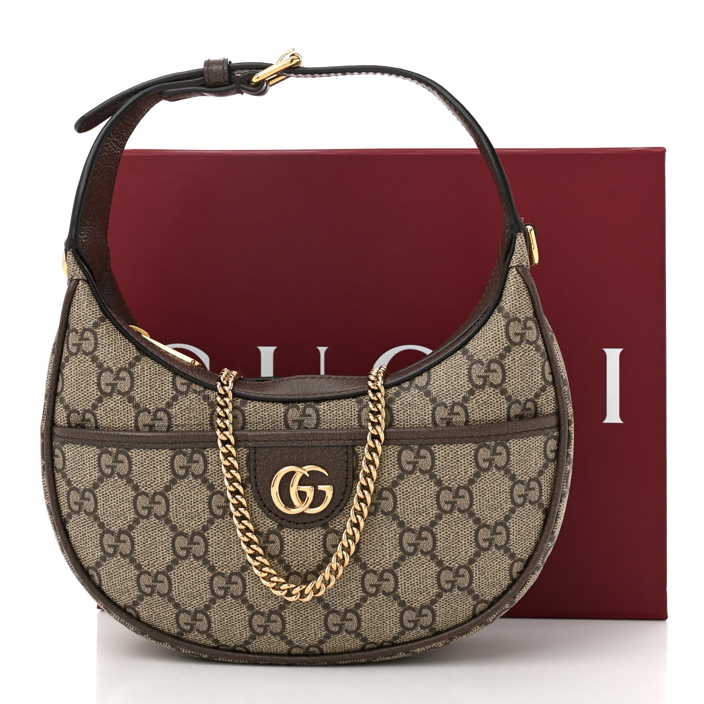 GG Supreme Monogram Textured Dollar Calfskin Small Ophidia Shoulder Bag Beige Ebony New Acero