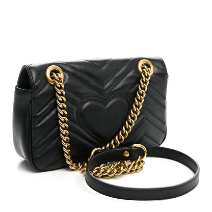 Gucci Calfskin Matelasse Mini GG Marmont Shoulder Bag Black 2 of 9