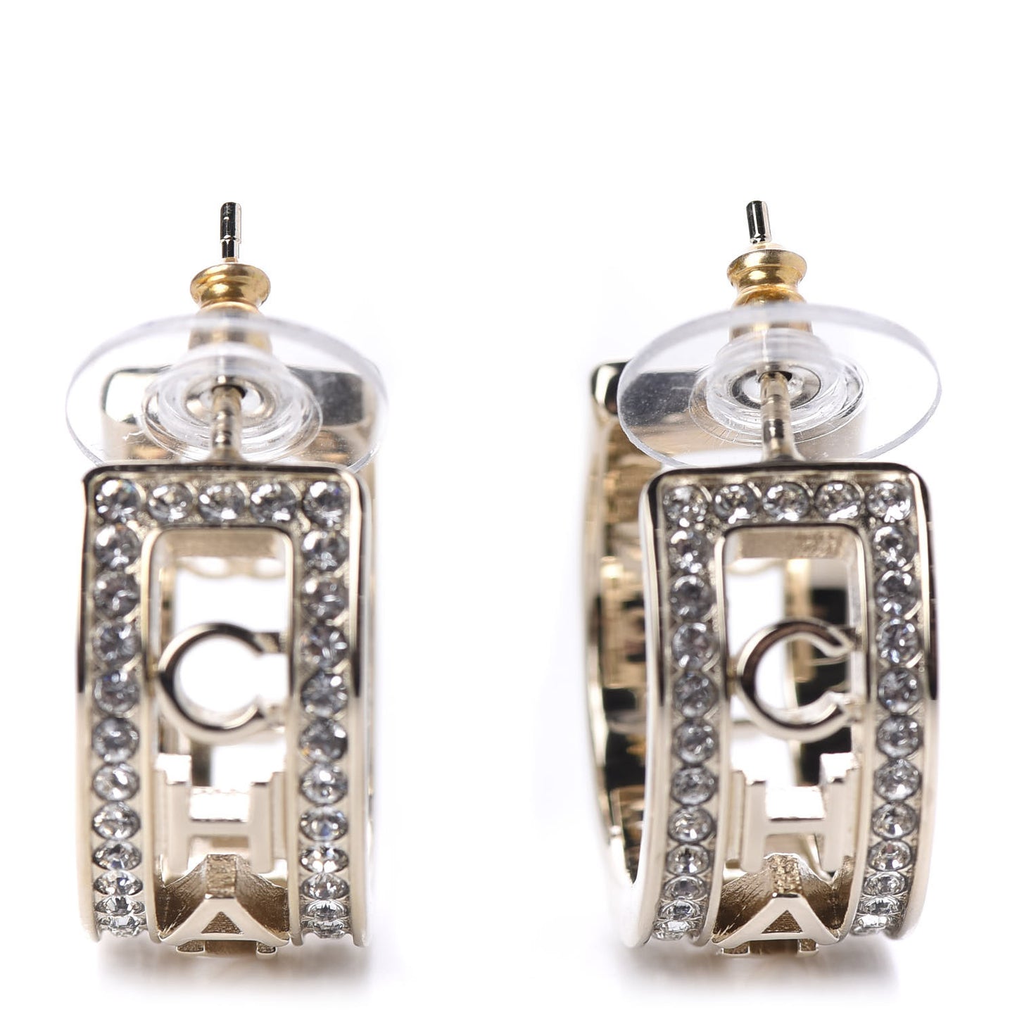 Metal Crystal Bow-tiful CC Hoop Earrings Gold