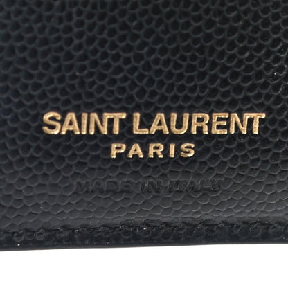 Saint Laurent Grain De Poudre Matelasse Chevron Monogram Zipped Card Case Black 6 of 22