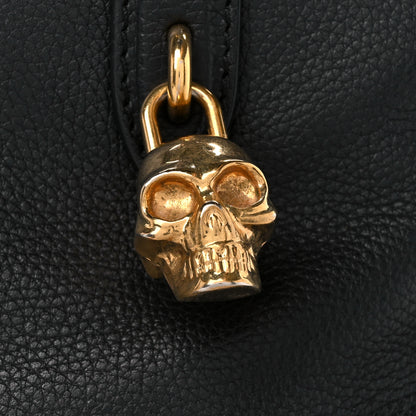 Alexander McQueen Pebbled Calfskin Small Skull Padlock Zip Around Tote Black 10 of 14