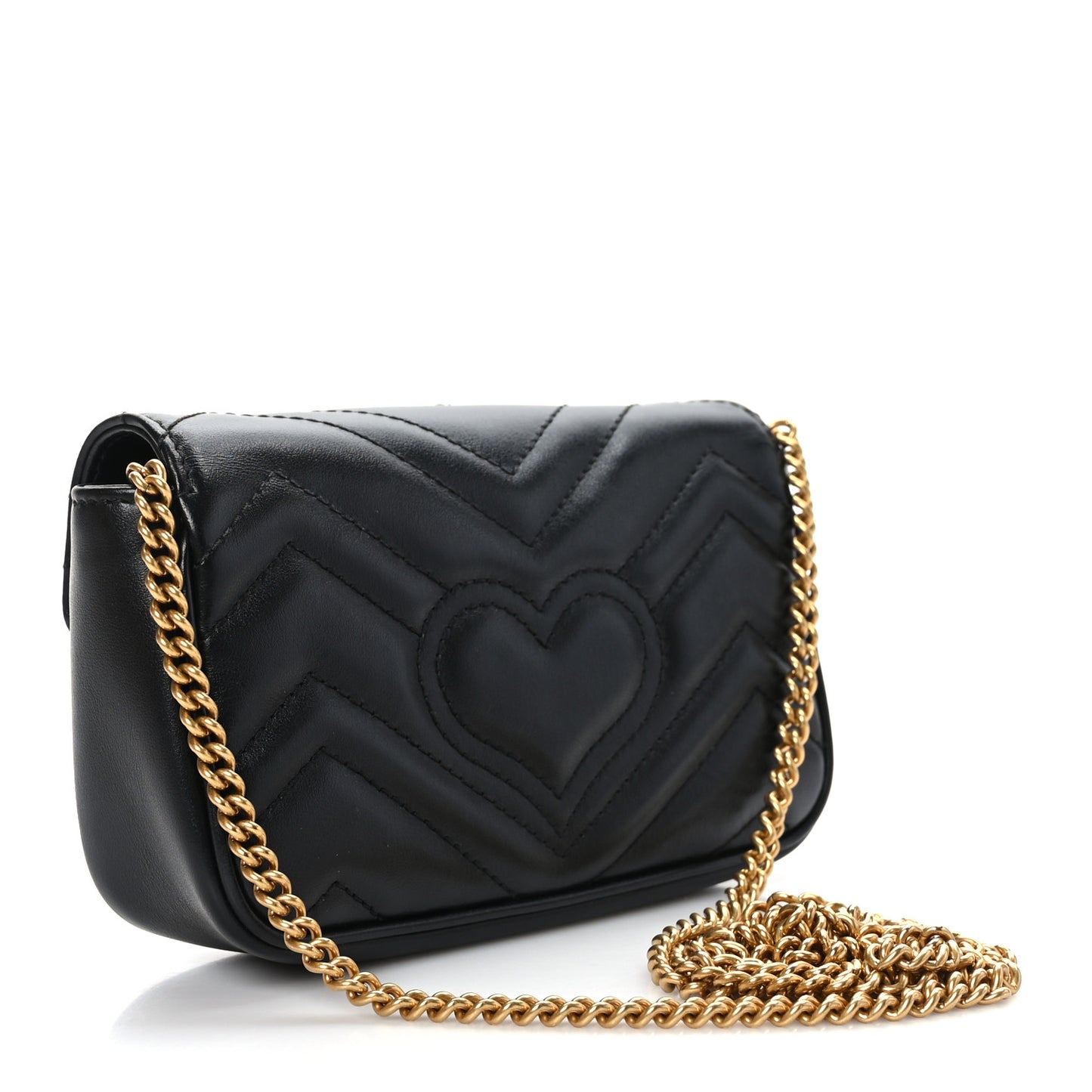 Calfskin Matelasse Super Mini GG Marmont Shoulder Bag Black