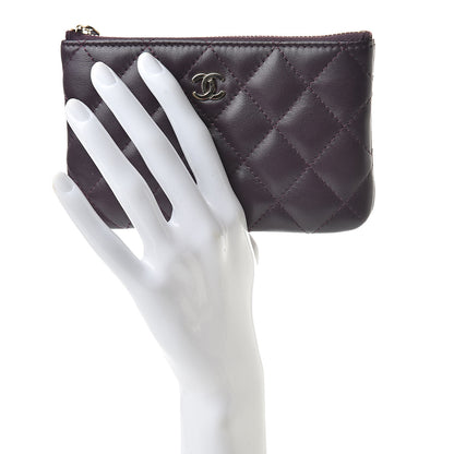 Chanel Lambskin Quilted Small Cosmetic Case Dark Purple 2 of 8