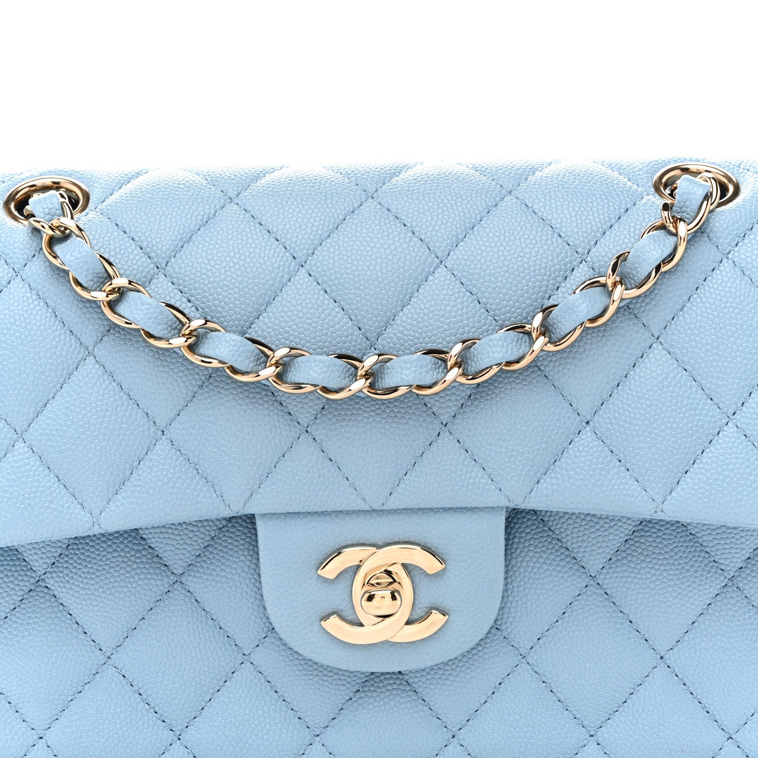 Chanel Caviar Quilted Small Double Flap Light Blue 8 of 10