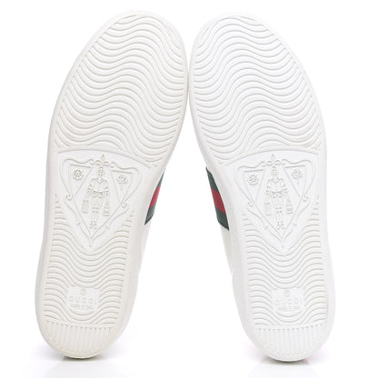 Gucci Calfskin Ayers Bee Embroidered Womens Ace Sneakers 37.5 White Green 5 of 8