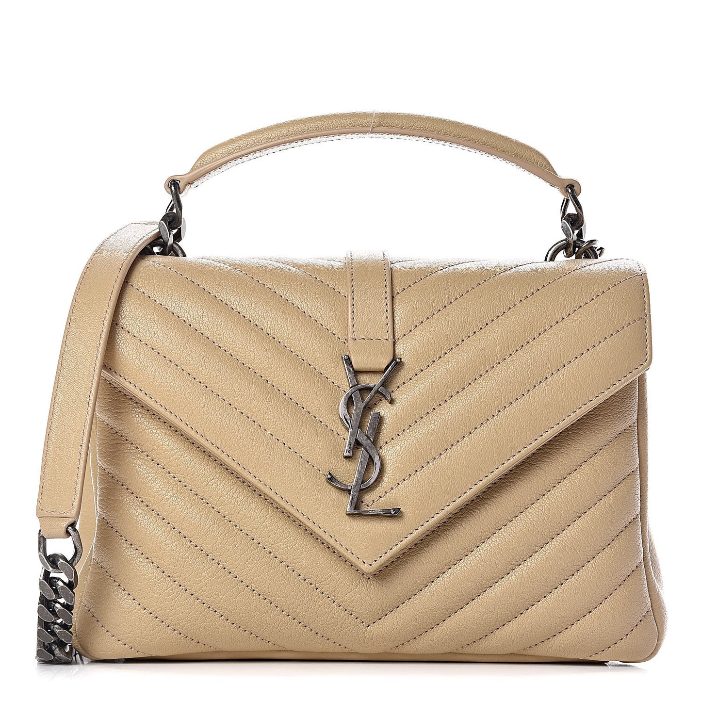 Sheepskin Matelasse Monogram Medium College Bag Beige