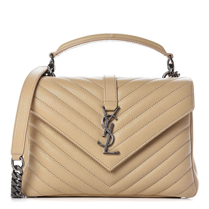 Saint Laurent Sheepskin Matelasse Monogram Medium College Bag Beige 1 of 10