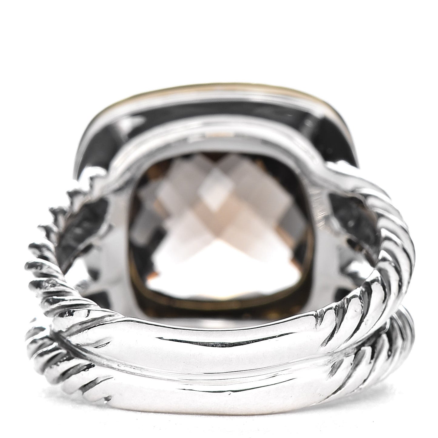 Sterling Silver 18K Yellow Gold Diamond Smoky Quartz 11mm Albion Ring 51 5.75