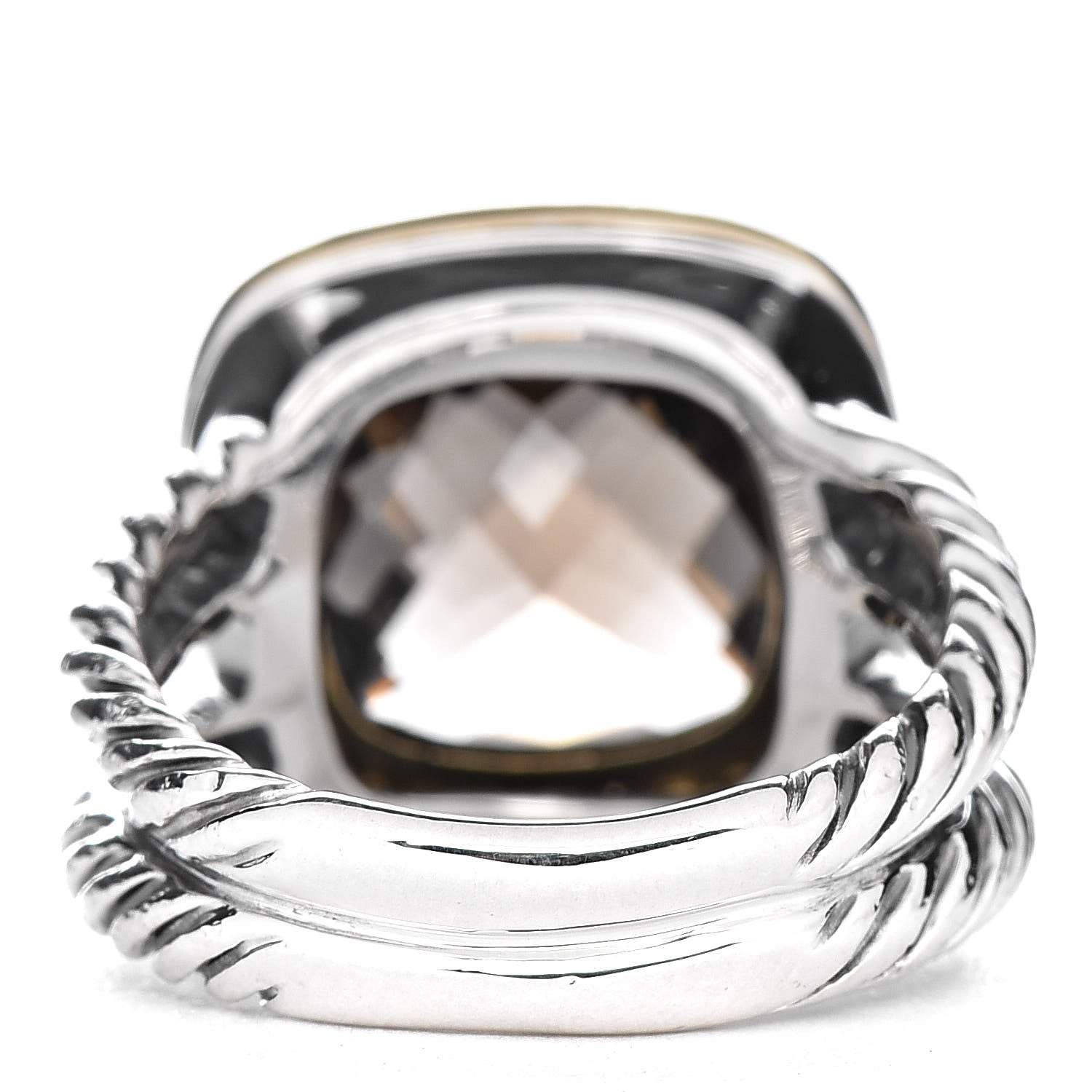 David Yurman Sterling Silver 18K Yellow Gold Diamond Smoky Quartz 11mm Albion Ring 51 5.75 4 of 7