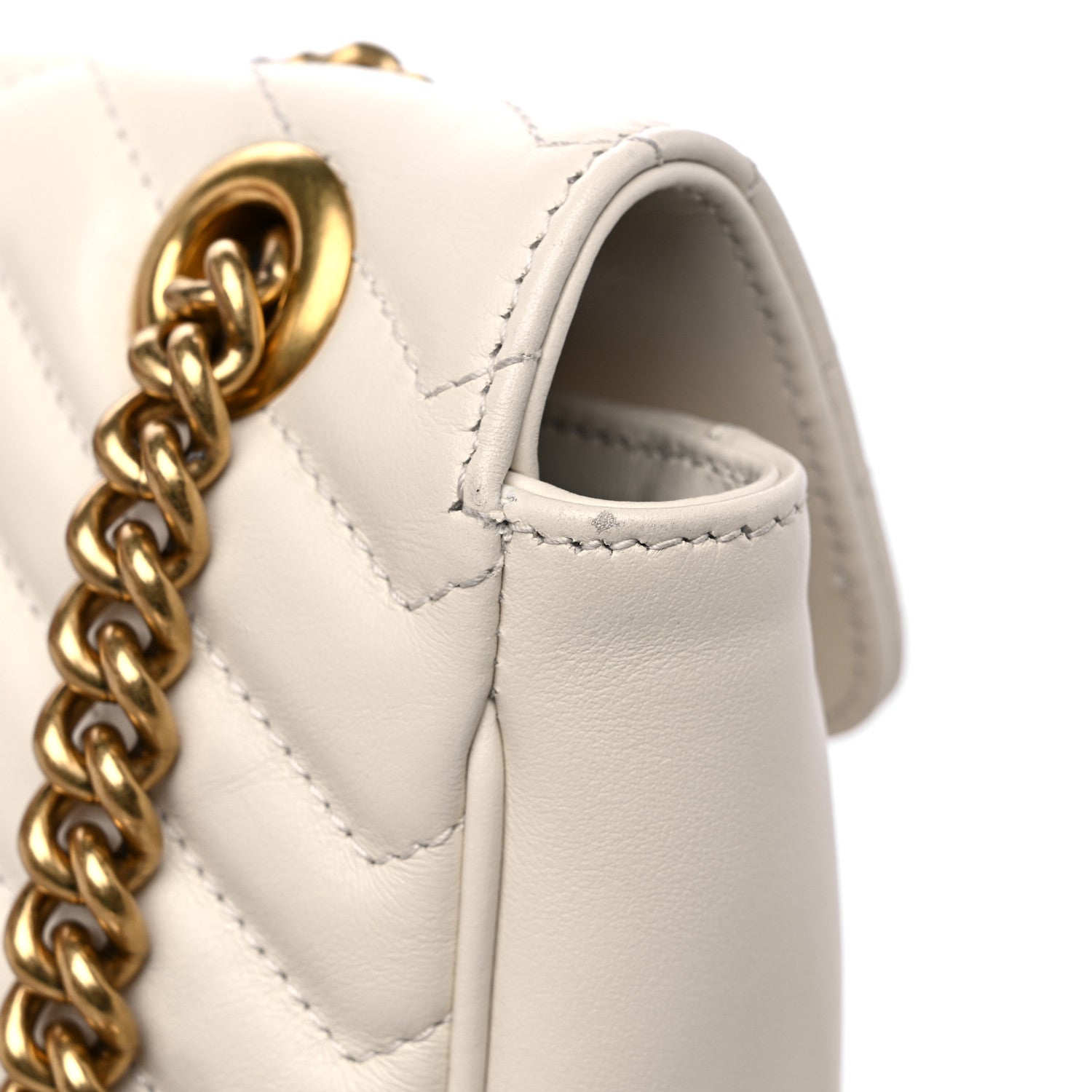 Gucci Calfskin Matelasse Small GG Marmont Shoulder Bag White 10 of 11
