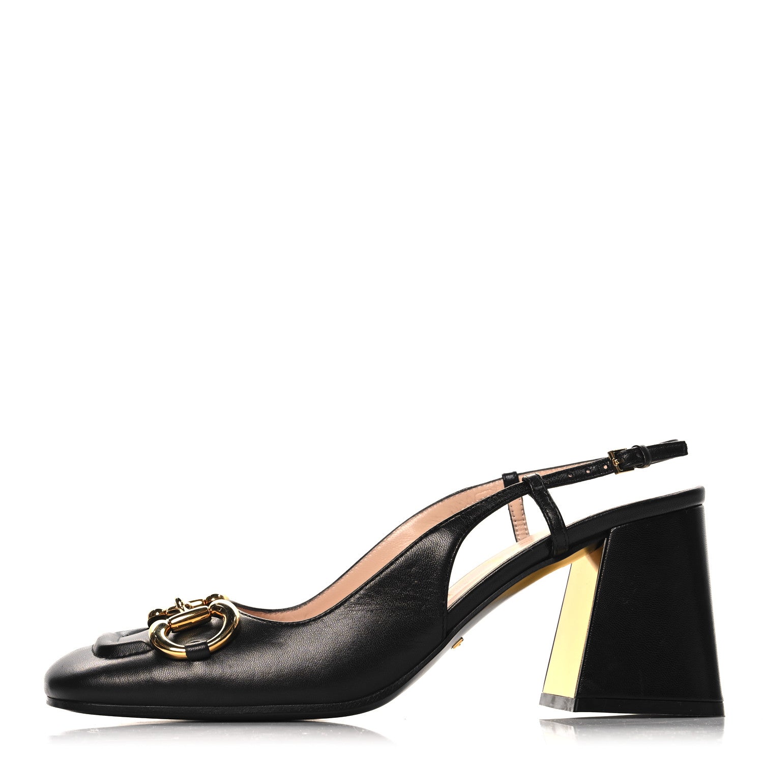 Gucci Malaga Kid Horsebit 75mm Slingback Pumps 39 Black 1 of 8