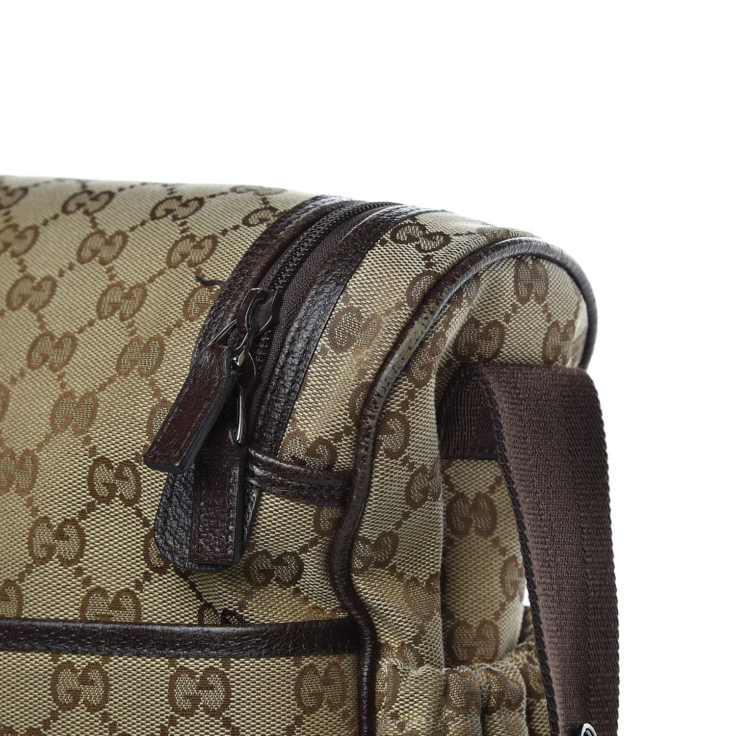 Gucci Monogram Natural Pigskin Large Diaper Bag Beige Ebony Cocoa Dark Chocolate 10 of 18