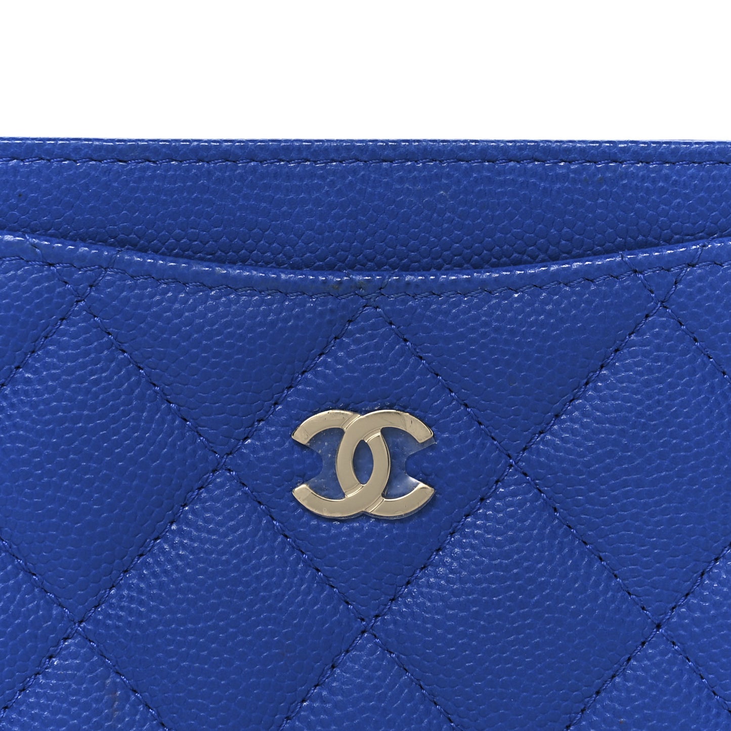 Caviar Quilted Card Holder Blue