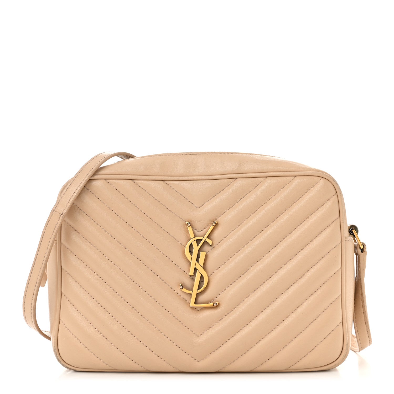Saint Laurent Calfskin Matelasse Monogram Lou Camera Bag Dark Beige 1 of 15