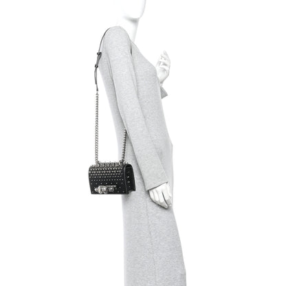 Alexander McQueen Calfskin Spike Studded Knuckle Satchel Black Silver 2 of 9