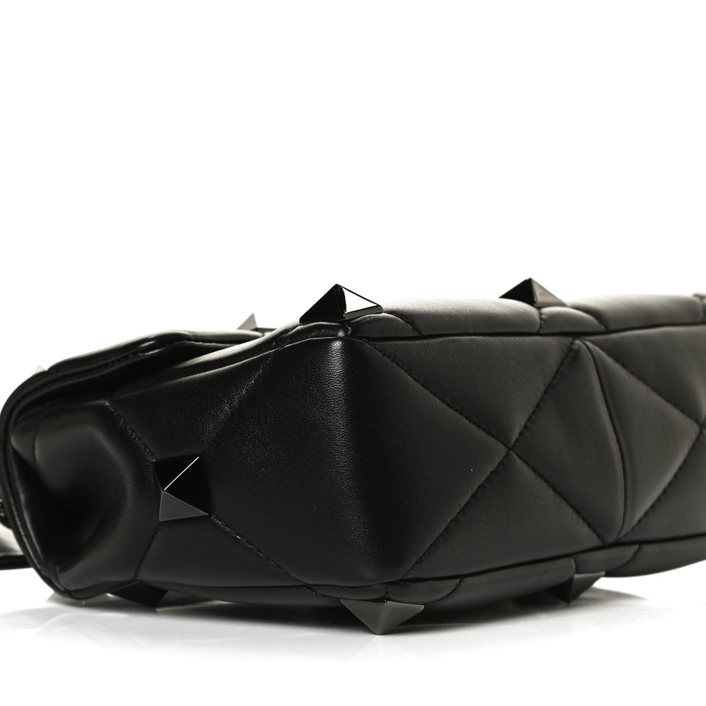 Nappa Monochrome Medium Roman Stud Shoulder Bag Black