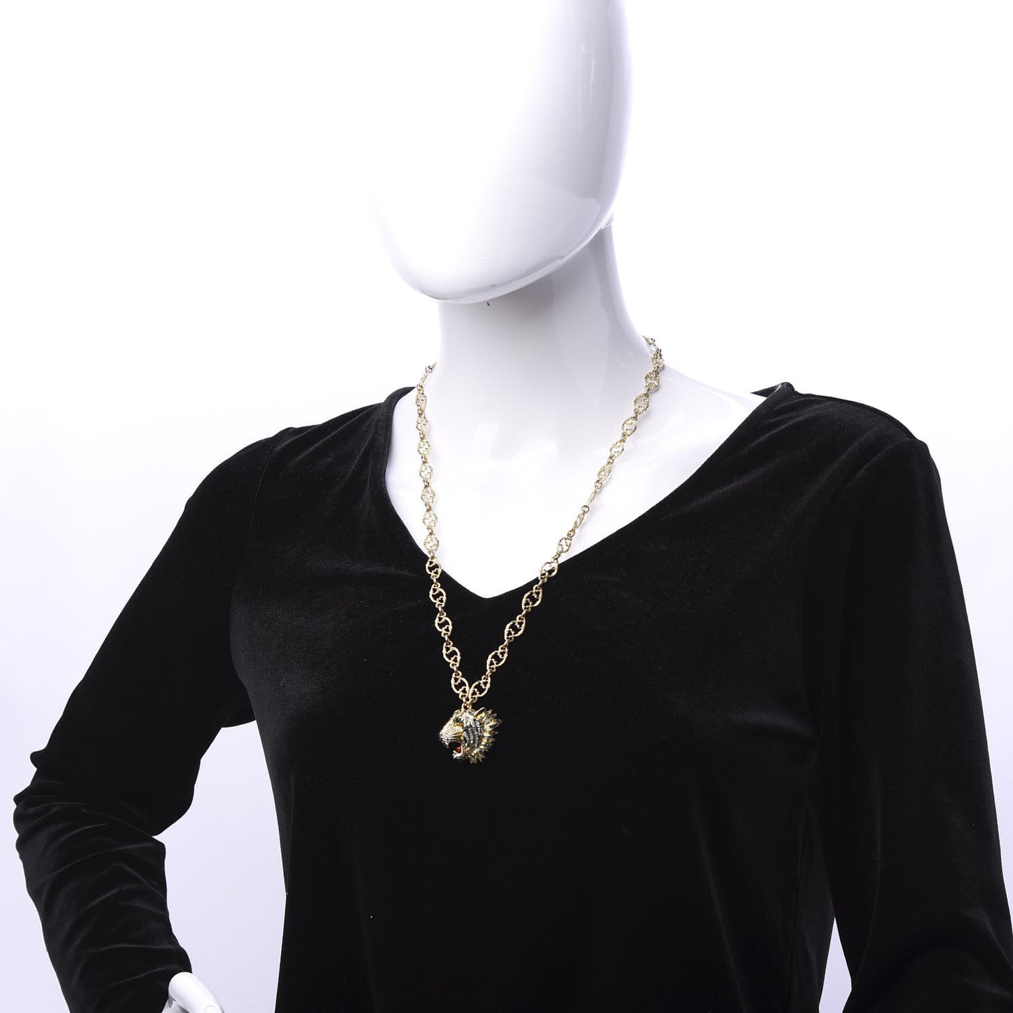 Metal Crystal Enamel Rajah Necklace Gold Blue
