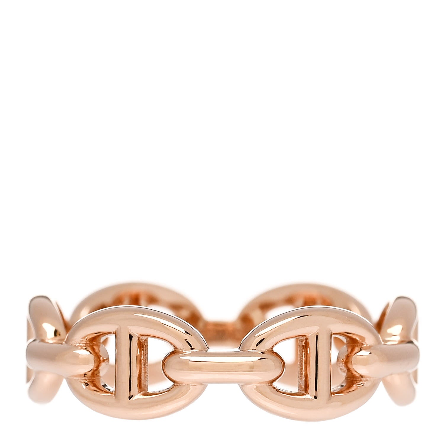 Hermes 18K Rose Gold PM Chaine d'Ancre Enchainee Ring 53 6.5 1 of 9