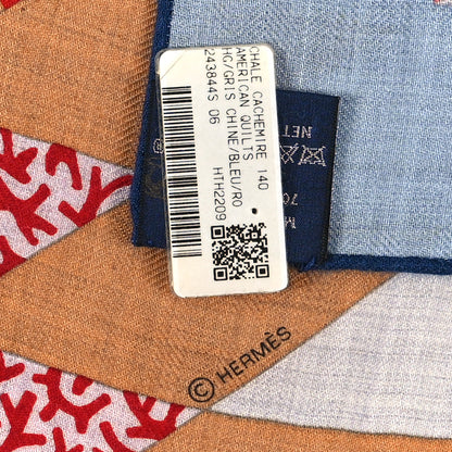 Hermes Cashmere Silk American Quilts Shawl 140 Multicolor 2 of 3