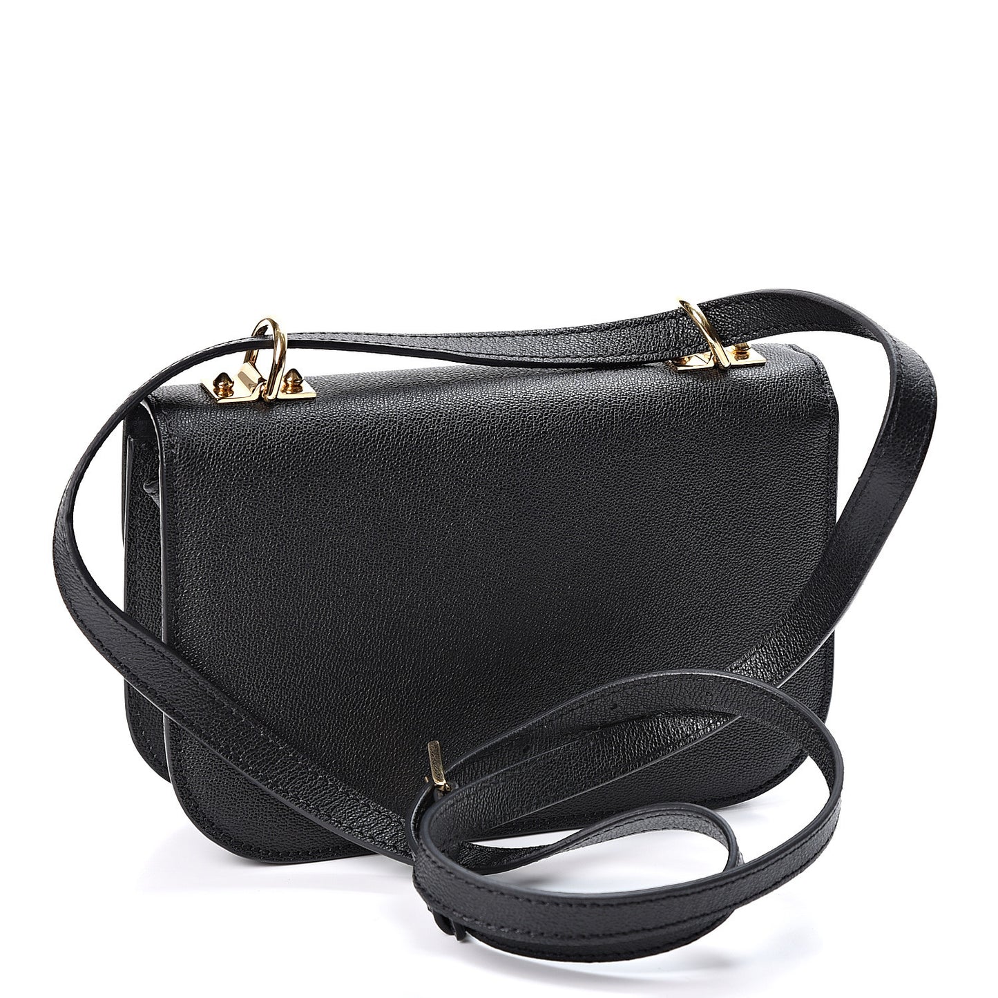 Grained Calfskin Small Insignia Flap Black
