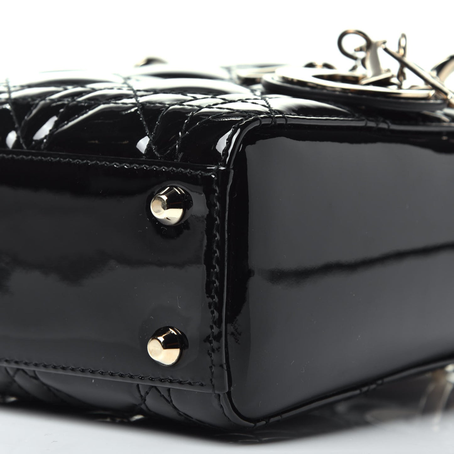 Patent Cannage Mini Lady Dior Black