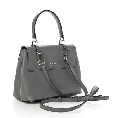 Prada Saffiano Cuir Small Convertible Top Handle Tote Marmo 3 of 9